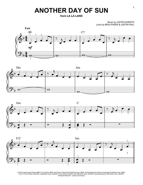 Another Day Of Sun (from La La Land) sheet music by .